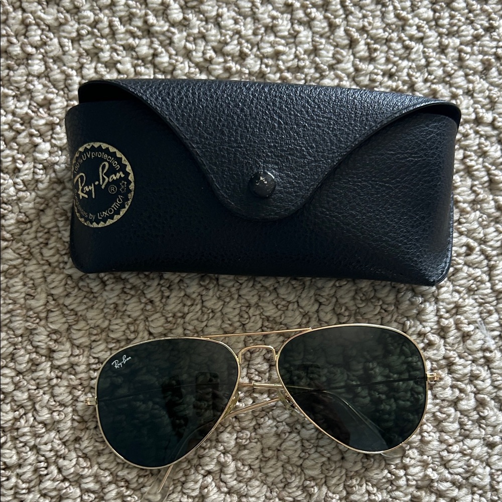 Ray-Ban Gold Frame Sunglasses with Dark Lenses